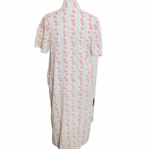 Gilligan Omalley Duster Nightgown Size M Floral Half Zip VTG Style Lounge Dress - Picture 4 of 13